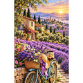 Lavender Bicycle French Village — original artwork on a clean white background