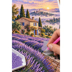 Lavender Cottage Sunset Diamond Painting Kit diamond placement process