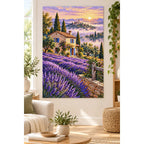 Lavender Cottage Sunset Diamond Painting Kit home decor scene