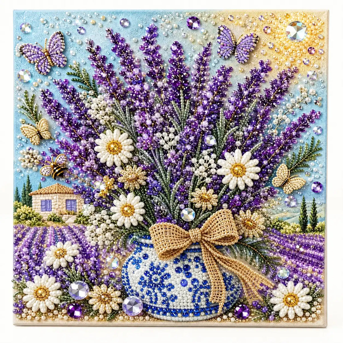 Lavender Daisy Vase Pearl Diamond Painting Kit – hero image