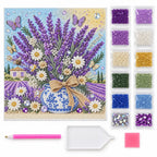 Lavender Daisy Vase Pearl Diamond Painting Kit – kit image