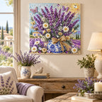Lavender Daisy Vase Pearl Diamond Painting Kit – room image