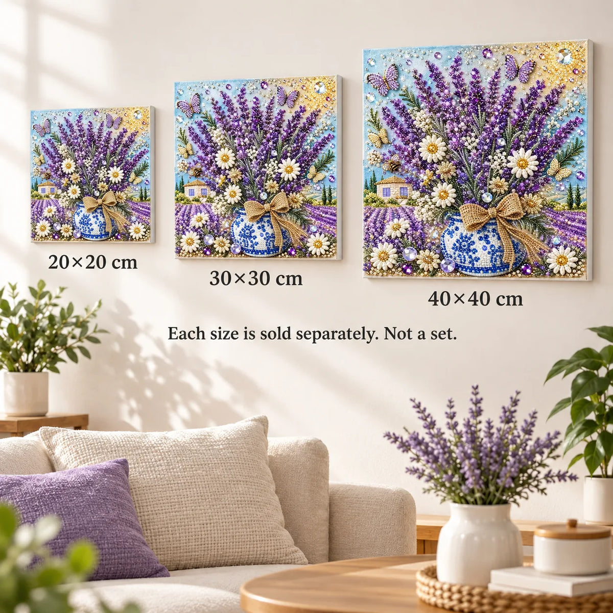Lavender Daisy Vase Pearl Diamond Painting Kit – size image