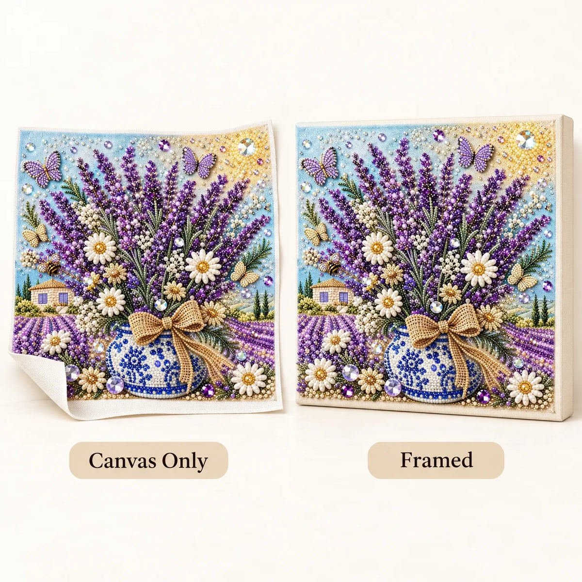 Lavender Daisy Vase Pearl Diamond Painting Kit – style image