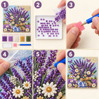 Lavender Daisy Vase Pearl Diamond Painting Kit – tutorial image