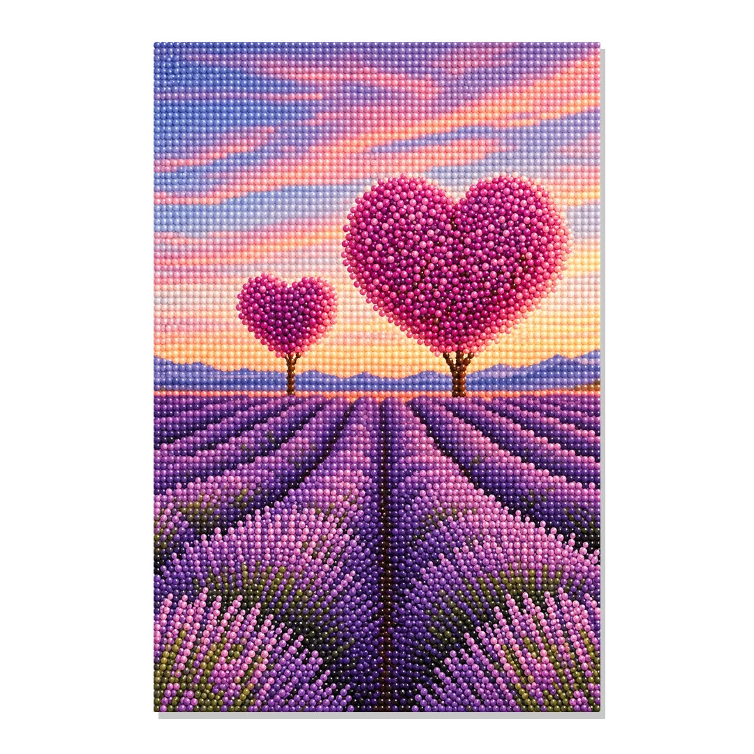 Lavender Heart Trees Diamond Painting Kit hero view