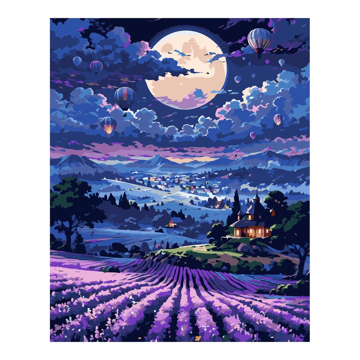 Original artwork for Lavender Moonrise Flight Diamond Painting Kit
