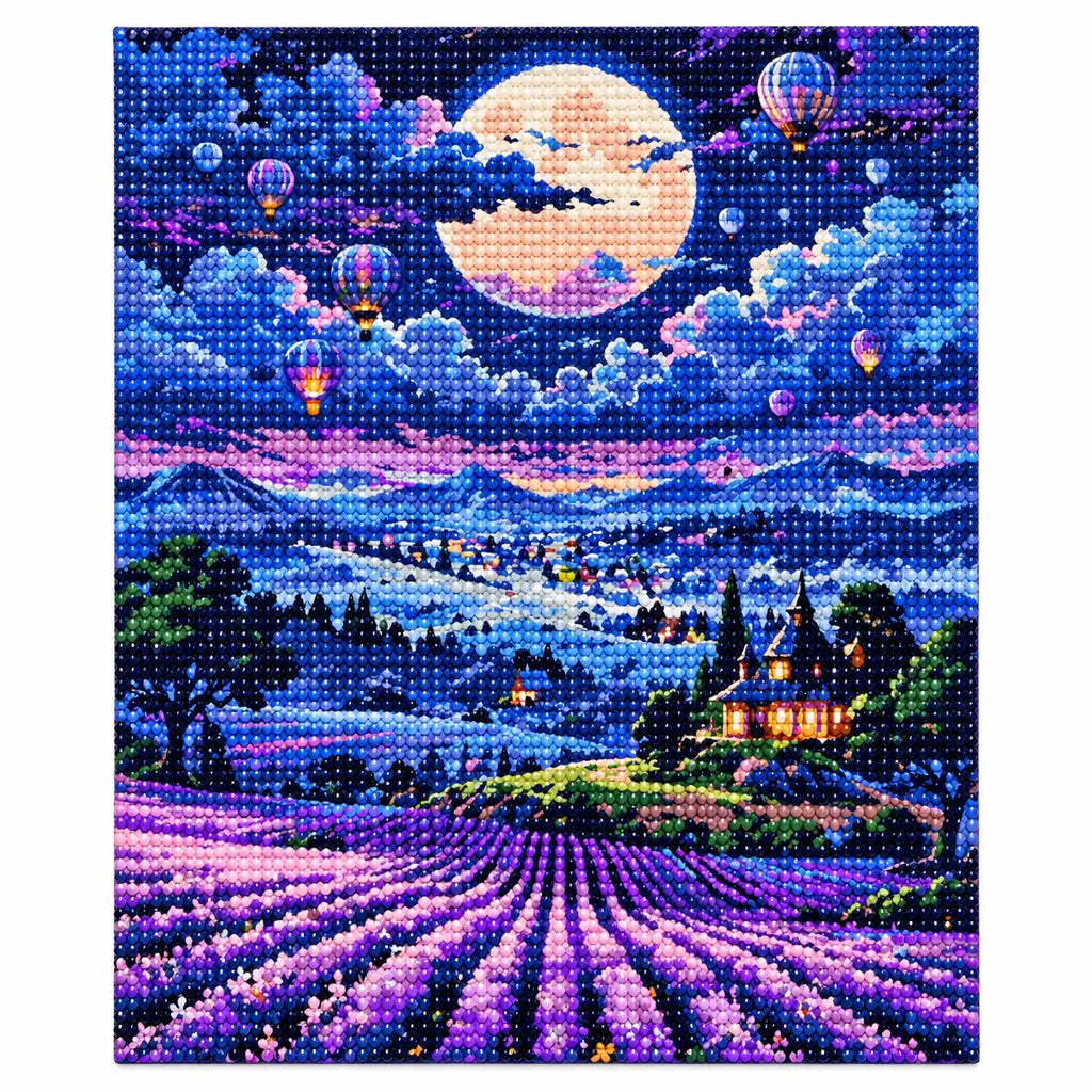 Finished diamond painting for Lavender Moonrise Flight Diamond Painting Kit