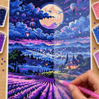 Diamond painting process for Lavender Moonrise Flight Diamond Painting Kit
