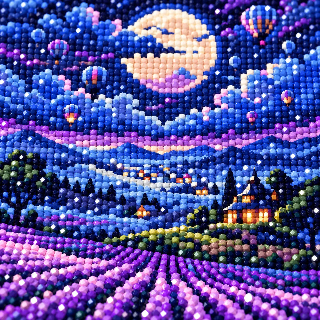 Diamond detail for Lavender Moonrise Flight Diamond Painting Kit
