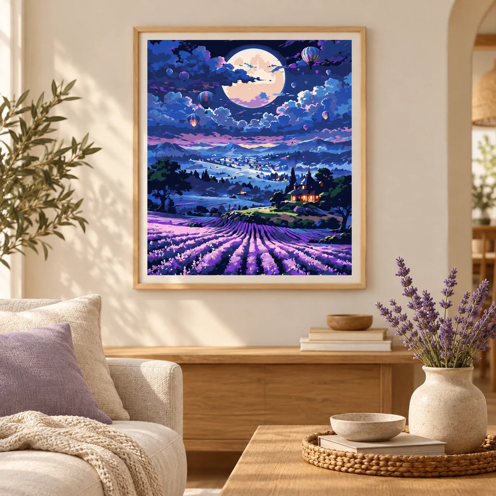 Home decor scene for Lavender Moonrise Flight Diamond Painting Kit
