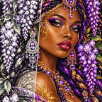Lavender Wisteria Queen diamond drill and canvas detail