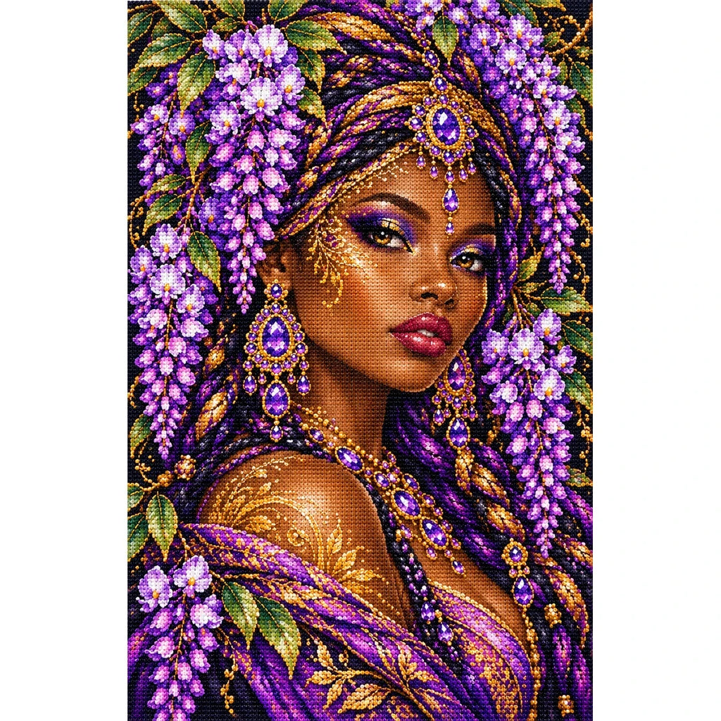 Lavender Wisteria Queen original artwork on white background