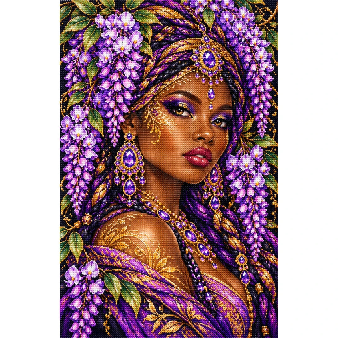 Lavender Wisteria Queen original artwork on white background