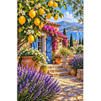 Lemon Tree Mediterranean Courtyard — original artwork on a clean white background