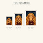 Leo Sunmane Queen diamond painting in 20 by 30, 30 by 40, and 40 by 50 centimeter sizes