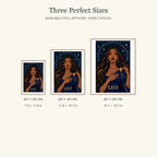 Leo Ember Lioness diamond painting in 20 by 30, 30 by 40, and 40 by 50 centimeter sizes