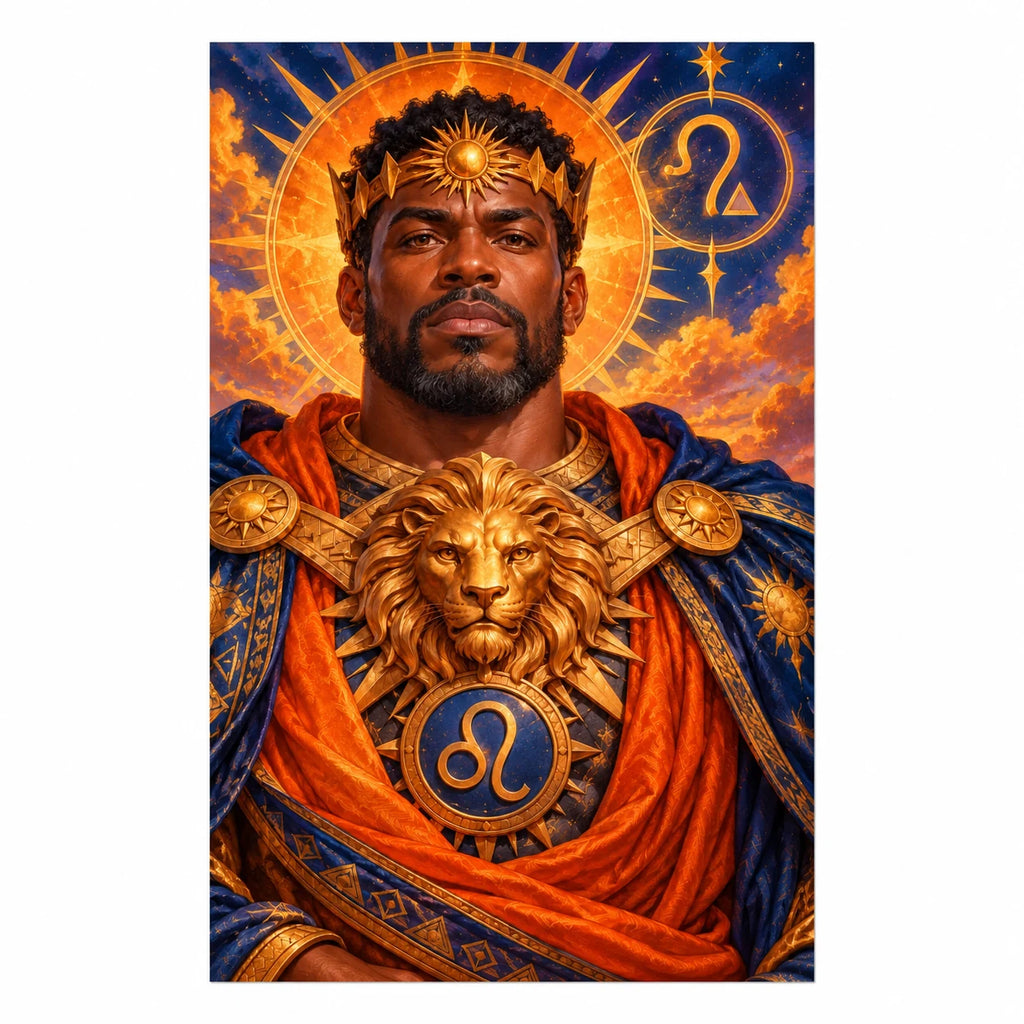 Original white-background artwork of the Leo zodiac diamond painting design