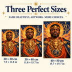 Leo lion guardian diamond painting size guide for 20 by 30, 30 by 40, and 40 by 50 cm