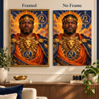 Framed and no-frame style comparison for the Leo lion guardian diamond painting