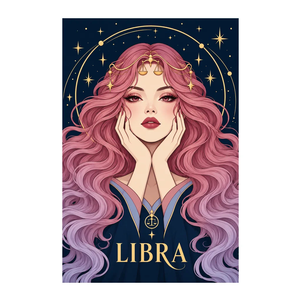 Original white-background artwork of Libra Rose Balance