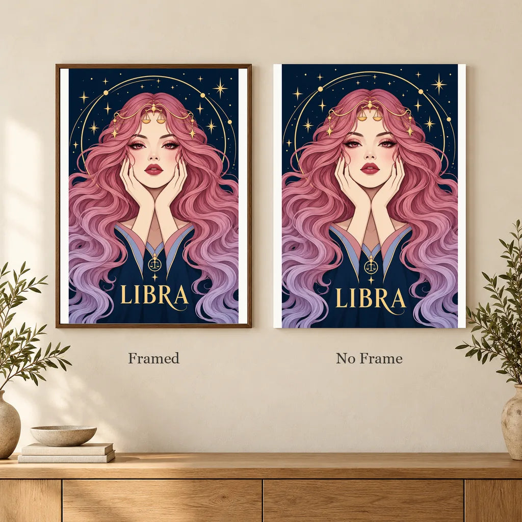 Framed and no-frame options for the Libra Rose Balance diamond painting