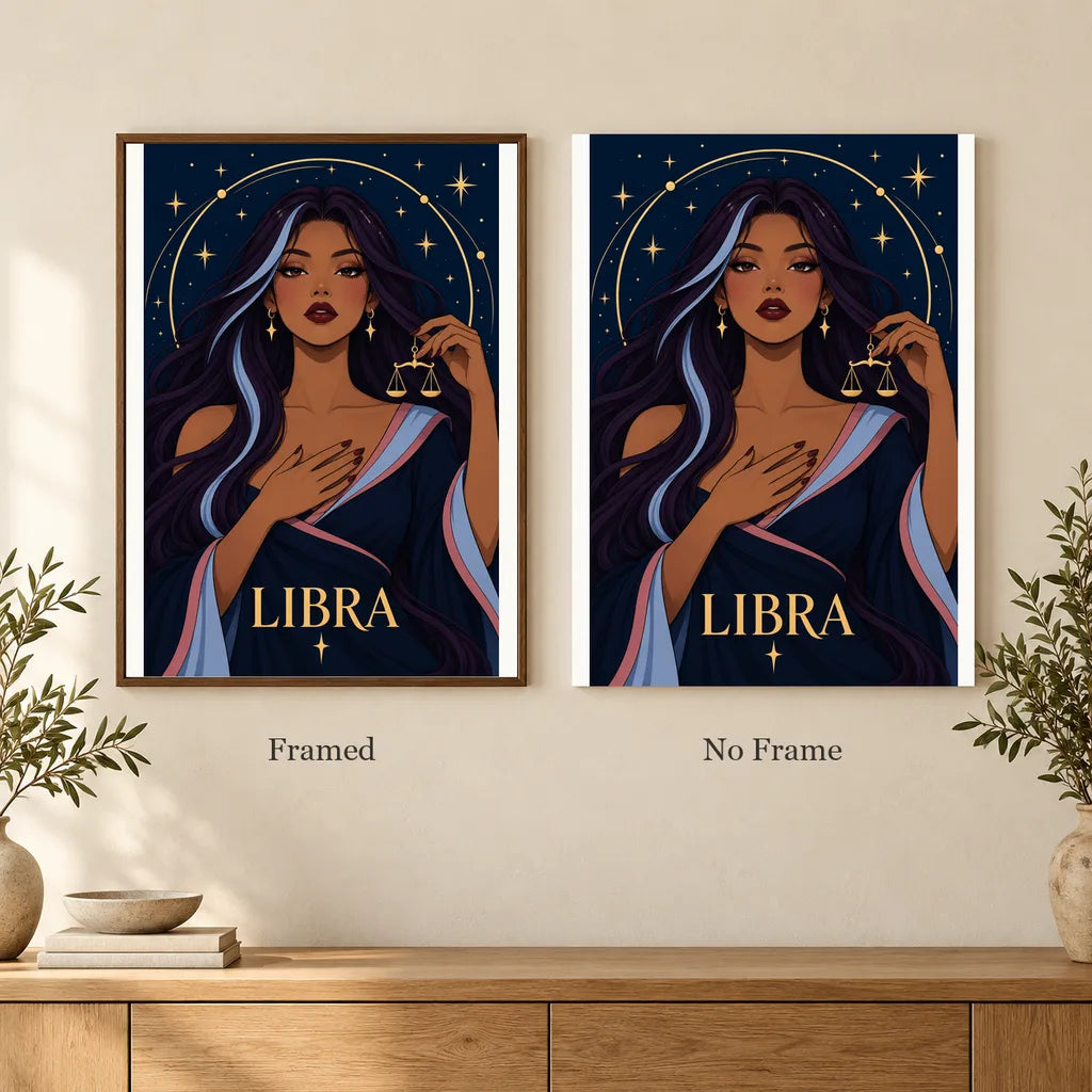 Framed and no-frame options for the Libra Twilight Balance diamond painting