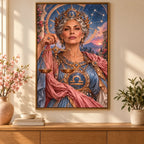 Framed home display for Libra maiden with golden scales