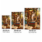 Library Cat & Books Diamond Painting Kit size guide