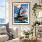 Home decor scene for Lighthouse At Sunset Harbor Diamond Painting Kit