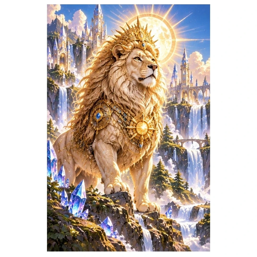 Lion Guardian Sun Crystal original artwork on white