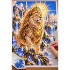 Lion Guardian Sun Crystal diamond painting process
