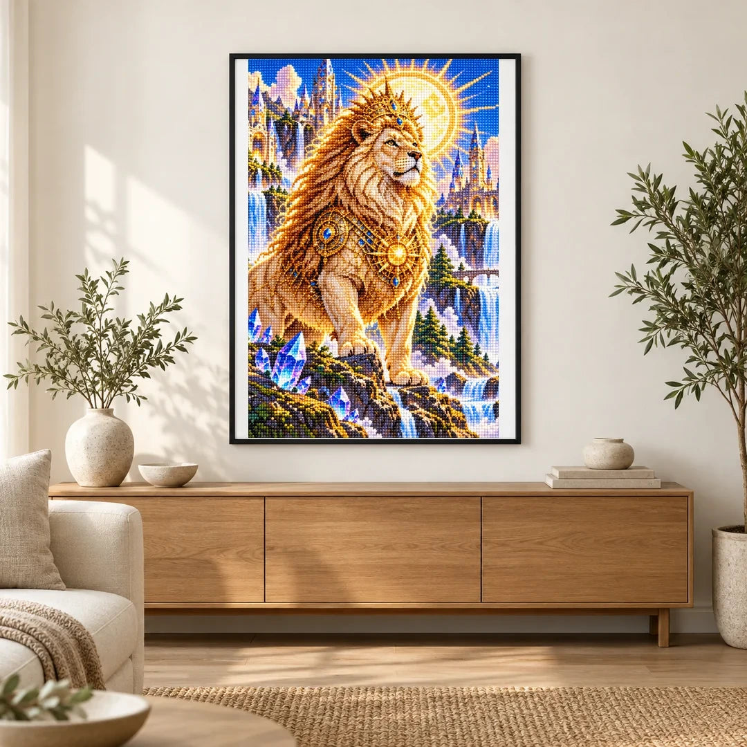 Lion Guardian Sun Crystal finished artwork in home décor