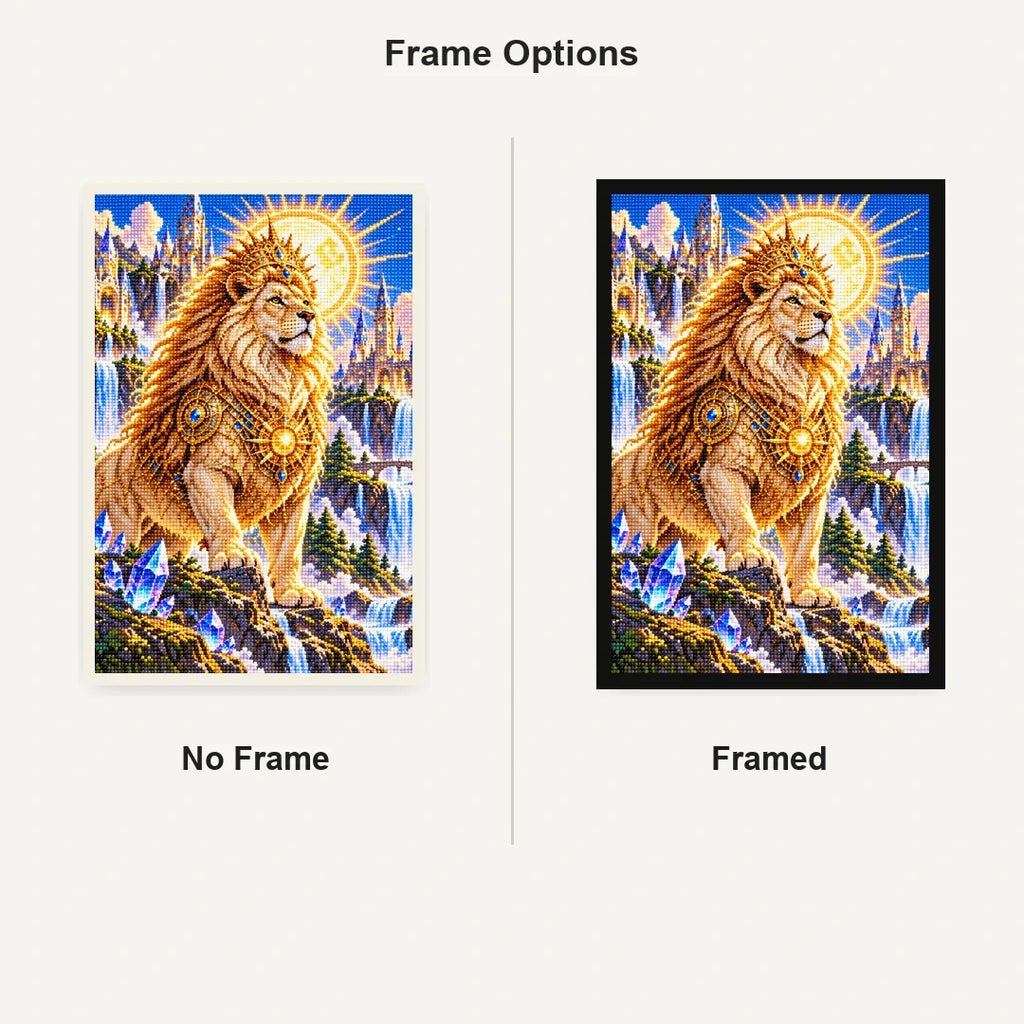 Lion Guardian Sun Crystal No Frame and Framed comparison
