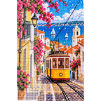 Lisbon Yellow Tram Street diamond and canvas detail