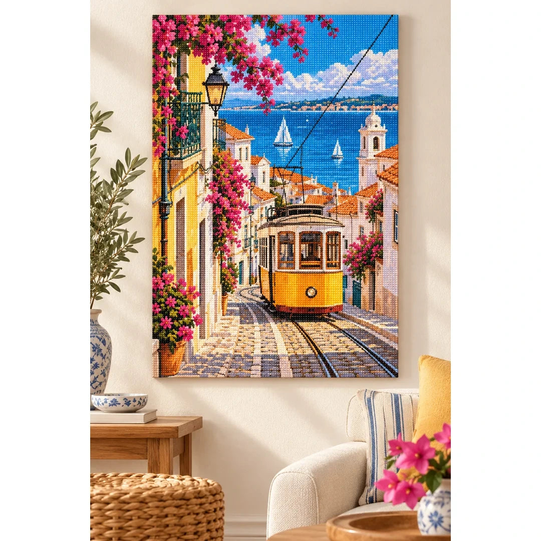 Lisbon Yellow Tram Street home decor scene