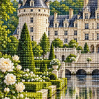 Close-up of drill details in the Loire Chateau Garden diamond painting.