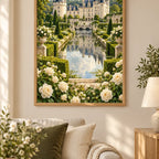 Framed Loire Chateau Garden diamond painting displayed as home decor.