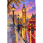 London Big Ben Rainy Sunset diamond and canvas detail