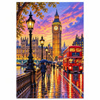 London Big Ben Rainy Sunset finished diamond artwork on white background