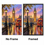 London Big Ben Rainy Sunset No Frame and Framed comparison