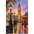 London Big Ben Rainy Sunset original artwork on white background