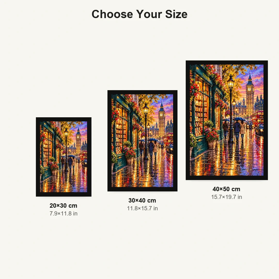 London Bookshop Rainy Street size comparison