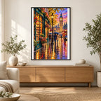London Bookshop Rainy Street finished artwork in home décor