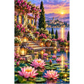 Lotus Lantern Garden Twilight — original artwork on a clean white background