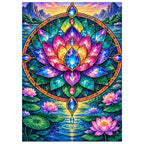 Lotus Mandala Pond Diamond Painting Kit — finished diamond painting on white background