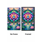 Lotus Mandala Pond Diamond Painting Kit — No Frame and Framed style comparison