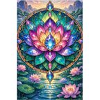 Lotus Mandala Pond Diamond Painting Kit — original white-background artwork