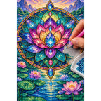 Lotus Mandala Pond Diamond Painting Kit — diamond painting application process