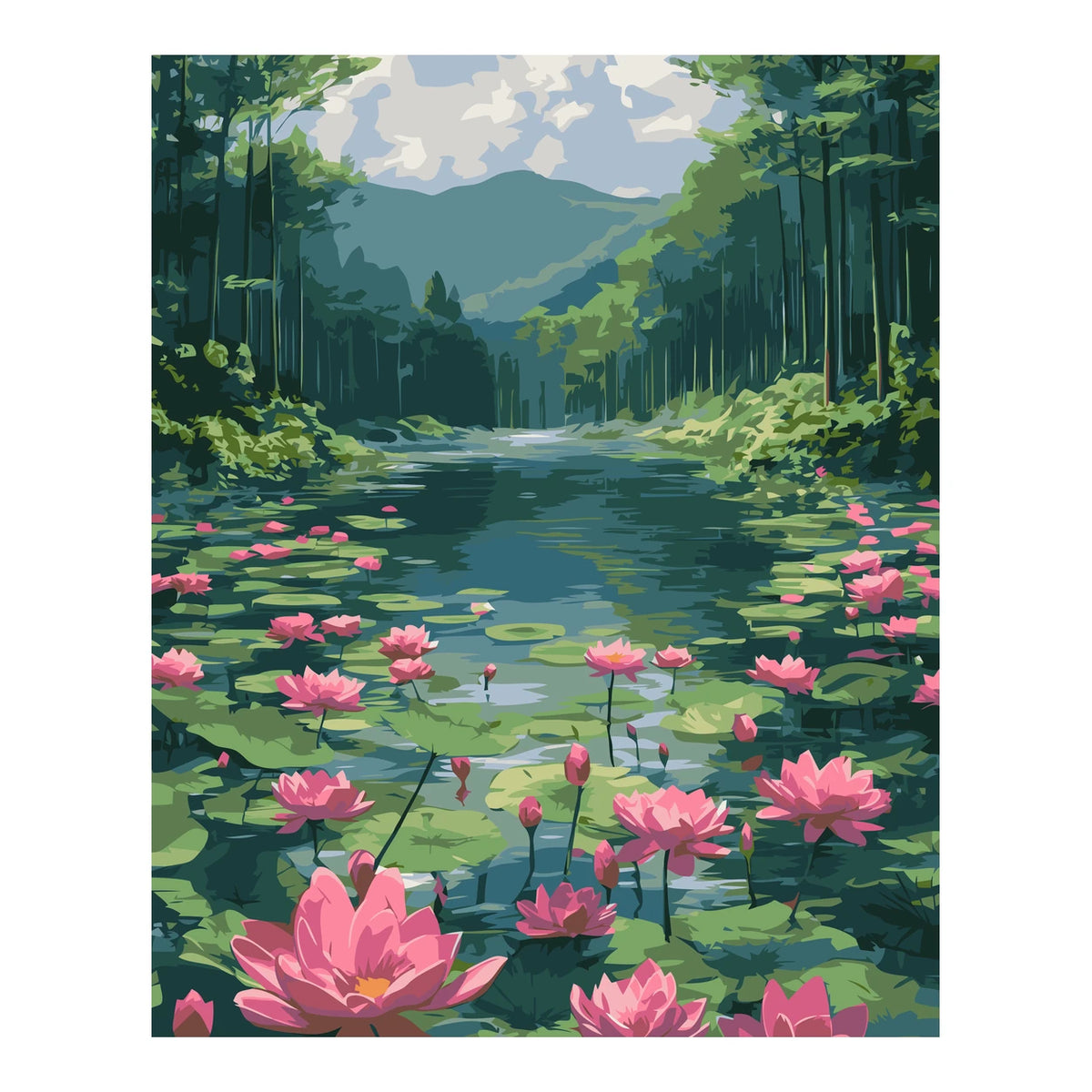 Original artwork for Lotus River Haven Diamond Painting Kit